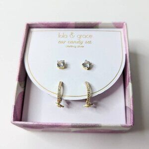 New in Box - Lola & Grace Sterling Silver Ear Candy Set, Gold Sterling